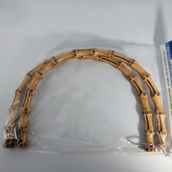 Darice Craft Faux Bamboo Purse Handles 2 Piece Vintage Handbag Macrame NOS - Picture 6 of 9